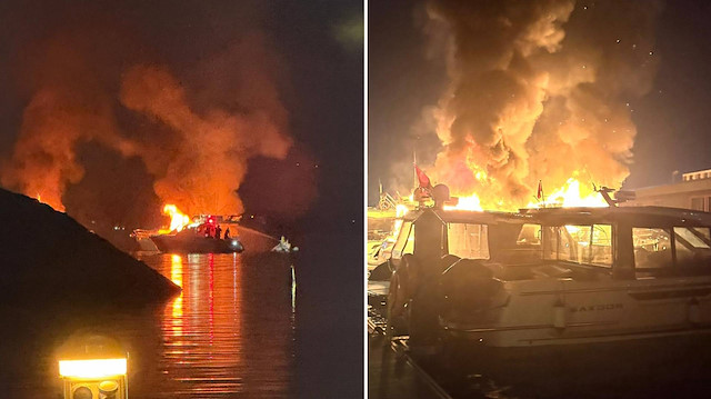 Tuzla marinada yangın: 4 tekne alev alev yandı