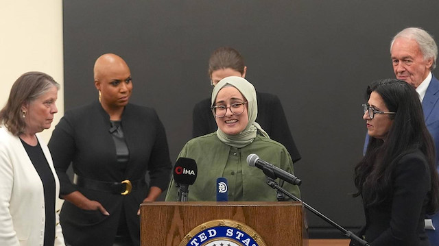 ABD'de serbest bırakılan Rümeysa Öztürk basın açıklaması yaptı