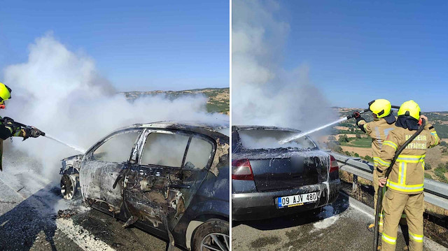 Otomobil otoyolda yanmaya başladı: Kullanılamaz hale geldi