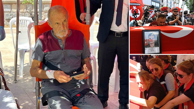 Türkiye şehitlerini uğurluyor: Şehidin emekli polis babası törene sedye ile katıldı