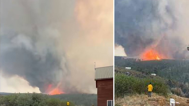 ABD’de kıyamet filminden çıkmış gibi korkunç sahneler: Orman yangını ile hortum birleşti