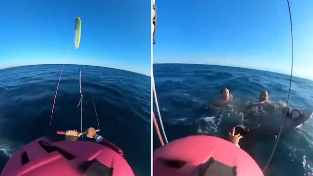 Ege Denizi'nde akıntıya kapıldılar: Baba ve kızı uçurtma sörfçüsü son anda kurtardı