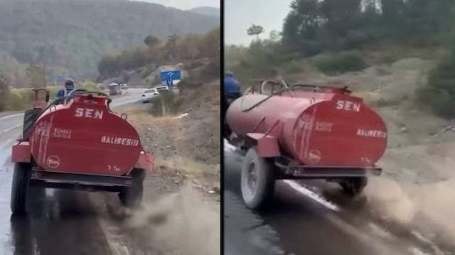 Patlak lastiğe aldırış etmeden yangına su yetiştirdi: Bursa'da çiftçiden kahramanca fedakarlık
