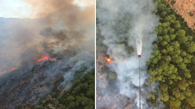 Muğla'da orman yangını: 13 hava aracıyla müdahale