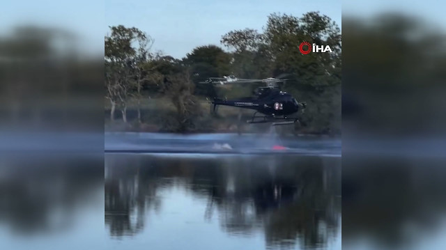 Fransa'da yangına müdahale eden helikopter göle düştü