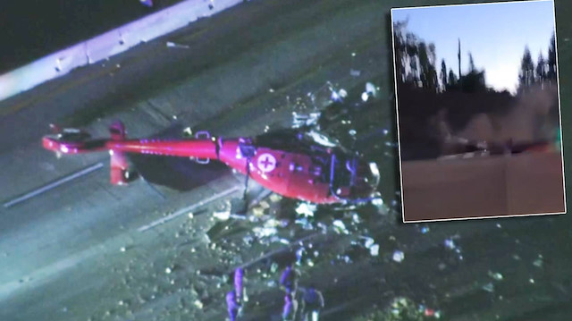 Ambulans helikopter otoyola çakıldı: 3 ağır yaralı, dehşet anları kameralara yansıdı