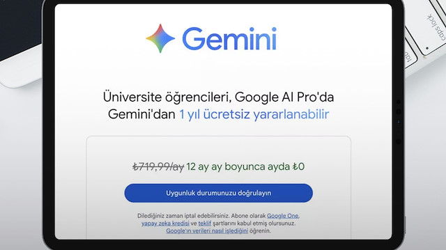 Google, Türkiye’deki üniversite öğrencilerine 1 yıl ücretsiz AI Pro fırsatı sunuyor