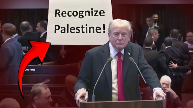 İsrail Meclisi'nde Trump'a 'Filistin'i tanı' protestosu: Apar topar dışarı çıkarıldı