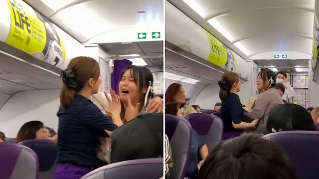 Uçakta yer kavgası: Sevgilisinin yanına oturmak isteyen kadın olay çıkardı