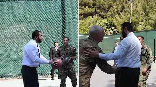 Washington başına ödül koymuştu: Suriye Cumhurbaşkanı Şara, ABD'li komutanlarla basketbol oynadı!