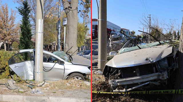 Nevşehir'de feci kaza: Ağaca çarpan otomobil ikiye bölündü! İki kişi hayatını kaybetti
