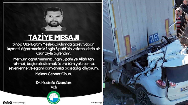 Sinop'ta feci kaza: Özel eğitim öğretmeni hayatını kaybetti