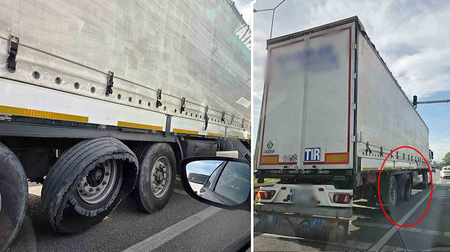 Arka tekerlerinden biri olmadan dakikalarca sürdü! Kazaya davetiye çıkaran tır yolculuğu