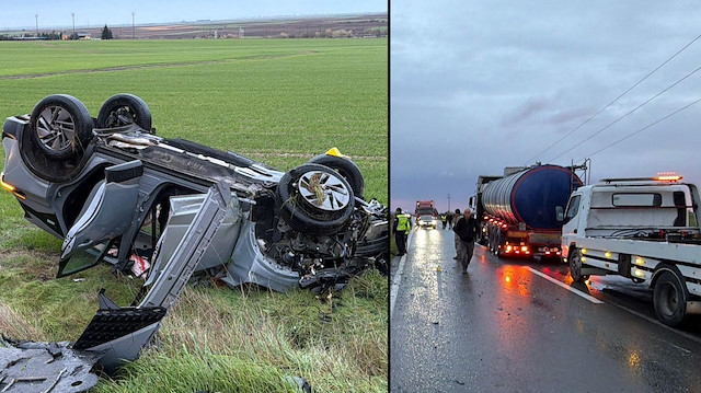 Tekirdağ'da facia gibi kaza: Tankerle çarpışan otomobildeki kadın öldü, eşi yaralandı