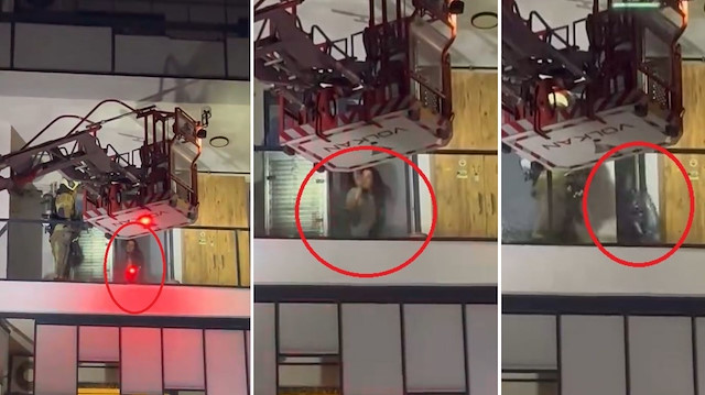 Bursa'da dehşet anları: Dairesini ateşe vermek isteyen kadın, itfaiye ekiplerine damacana fırlattı