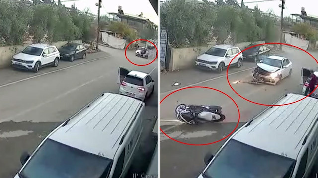Hatay Kırıkhan’da motosikletli kaza anında metrelerce havaya fırladı