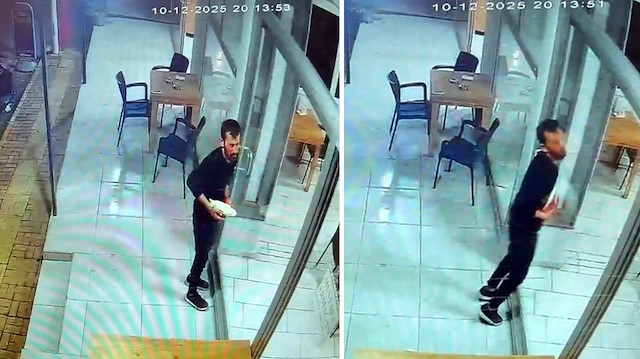 Restoranda şaşırtan an: Garson kendi temizlediği cama böyle çarptı