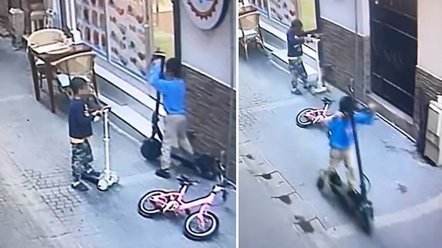 Boyundan Büyük Scooter’ı Çaldılar: Kuşadası’nda İlginç Olay Kamerada
