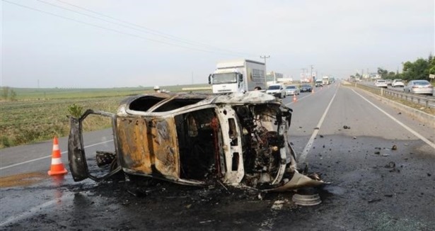 LPG'li araç yandı: 1 ölü 4 yaralı