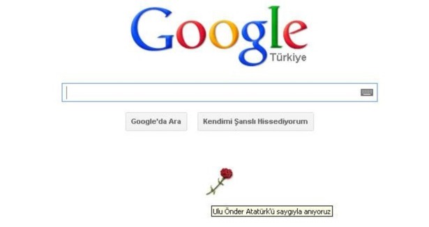 Google, Atatürk'ü kırmızı karanfille andı