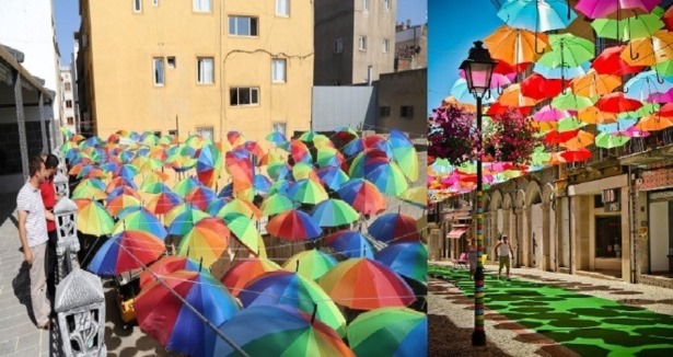 Sokağa "Şemsiyeli" Dekorasyon