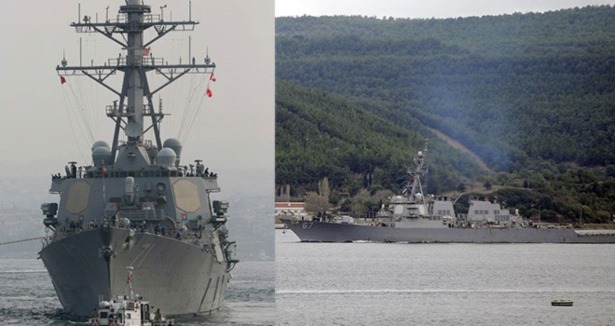 ABD gemisi Türk Bayrağı çekerek gitti