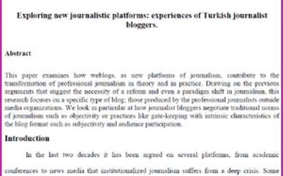 Türk gazetecilerin blog deneyimi Teksas Üniversite