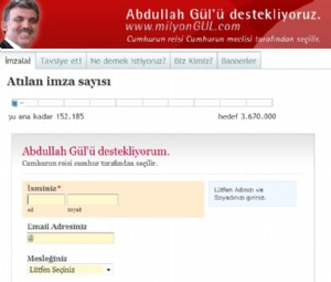 Abdullah Gül'e destek için site açıldı