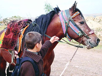 Rahvan atının üzerinde  kahve bile içiliyor