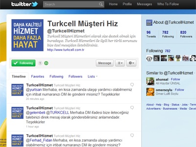 Turkcell Müşteri Hizmetleri Twitter'da