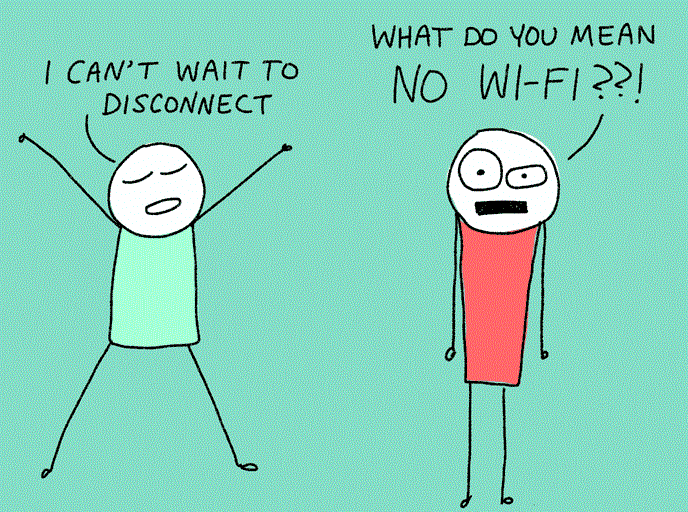 Özgürüm!
1- İnternet ve dış dünyadan kopuk yalnız ve sakin bir tatil geçirmenin peşinde olanlar.
2- Alışkanlıklarından ve sosyal dünyadan vazgeçemeyenler.