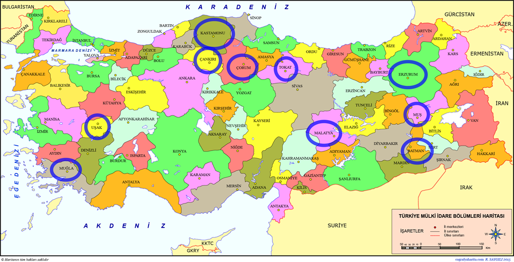 81 ilin isim haritasi cikarildi