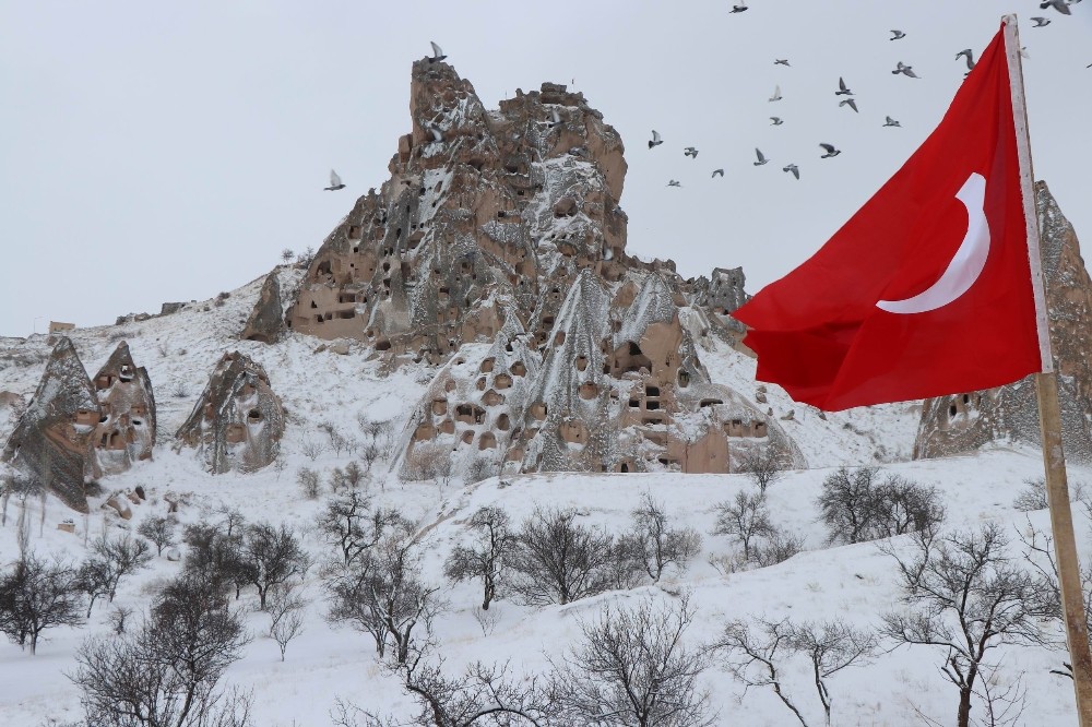 Snowfall in Turkey's Nevşehir