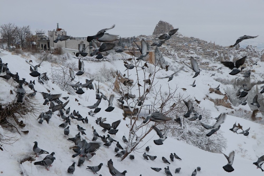Snowfall in Turkey's Nevşehir