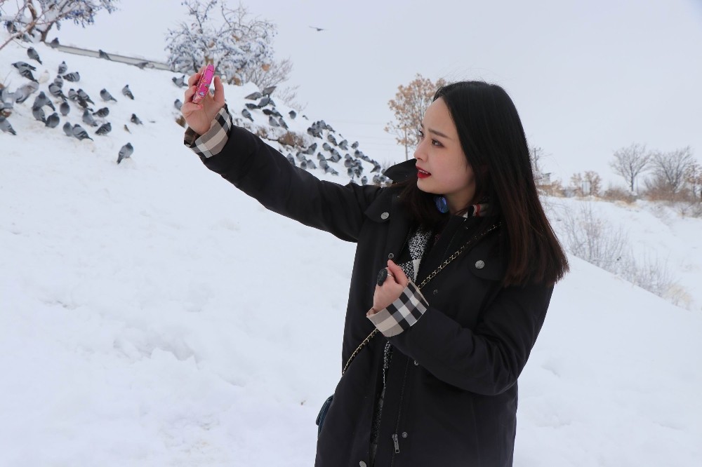 Snowfall in Turkey's Nevşehir