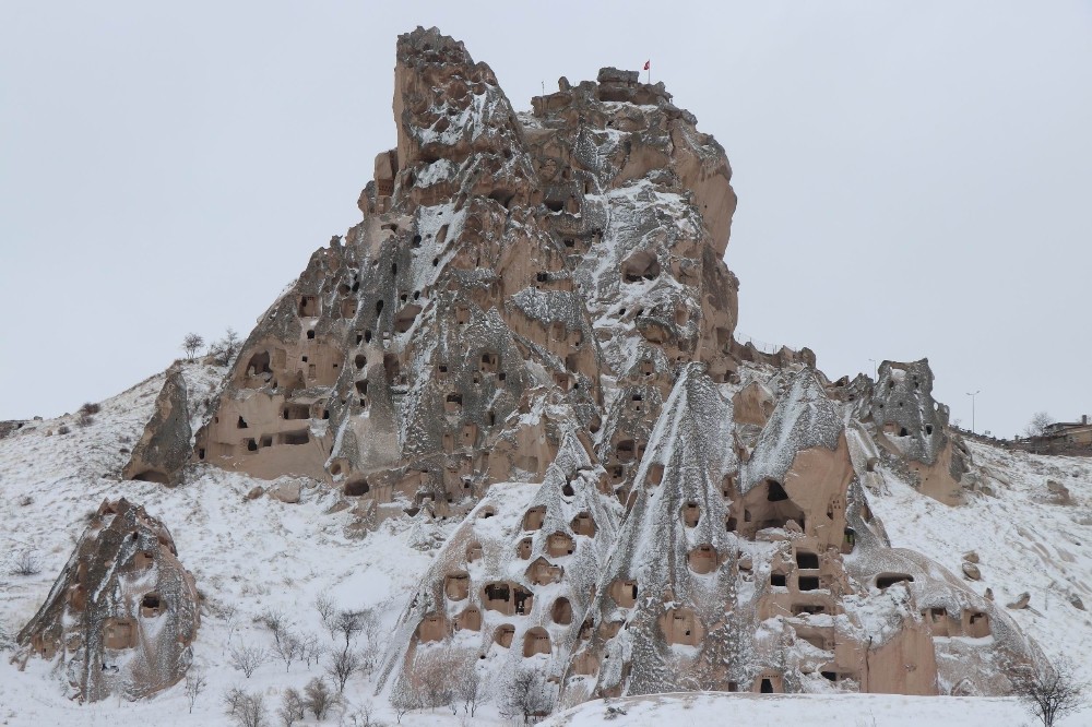Snowfall in Turkey's Nevşehir