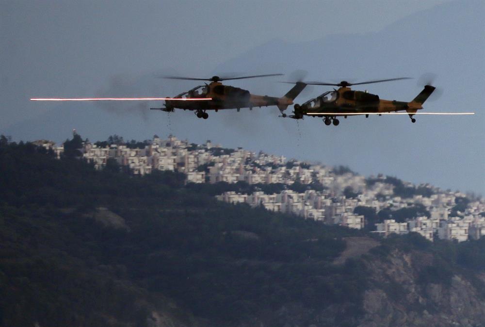 Turkish ATAK helicopter pounds targets during EFES 2018 military drills
