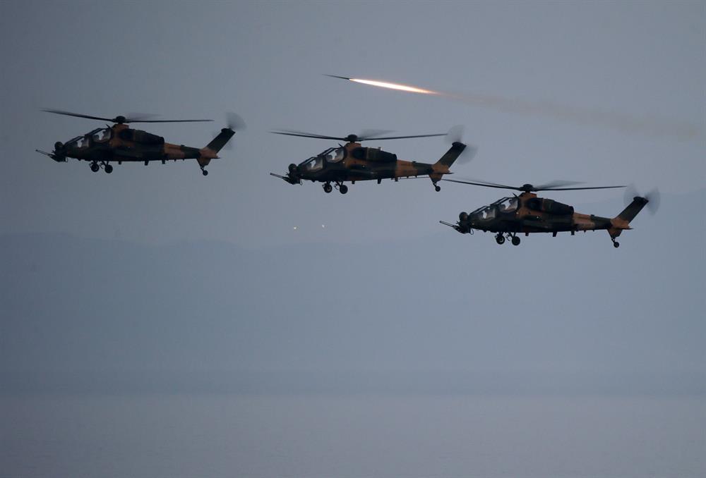 Turkish ATAK helicopter pounds targets during EFES 2018 military drills