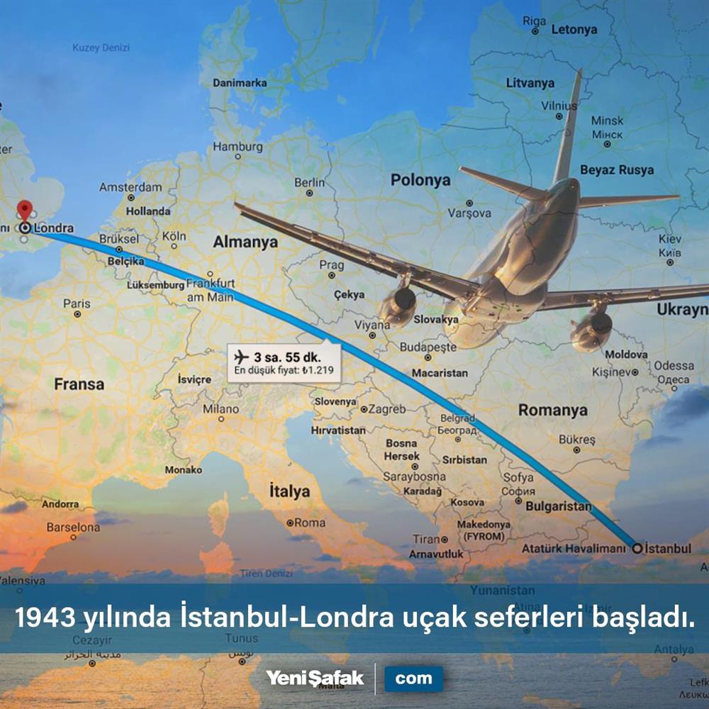 1943 Te Istanbul Londra Ucak Seferleri Basladi Infografikler
