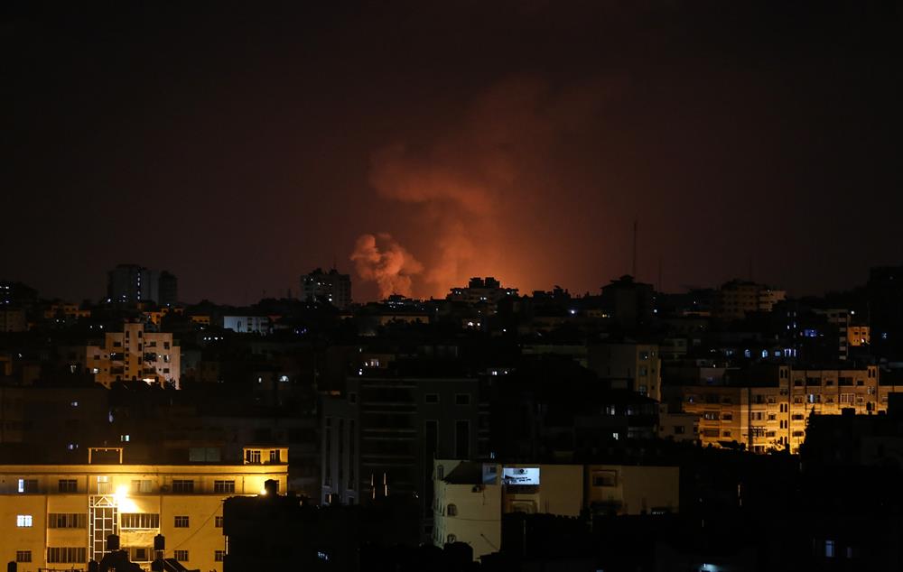 A fireball is seen exploding after Israeli armyconducted air strikes 