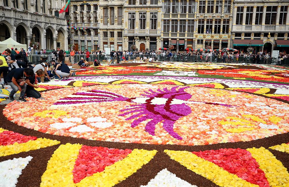 Flower Carpet laid at Grand Place Square
