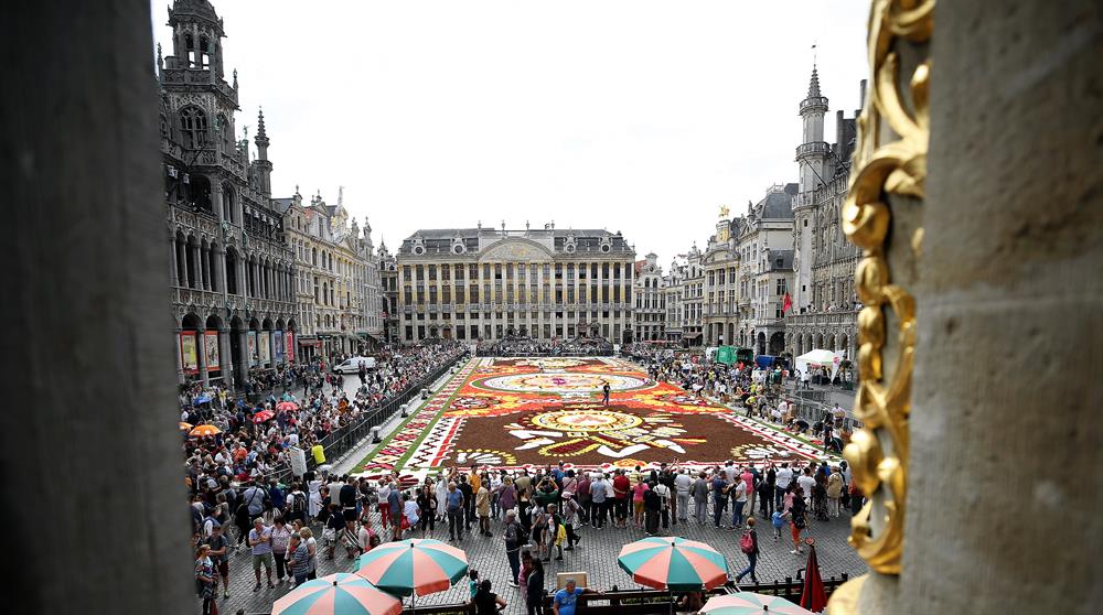 Flower Carpet laid at Grand Place Square
