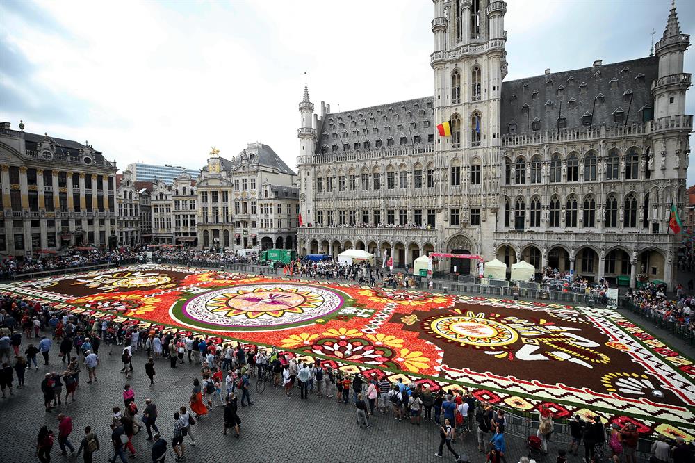 Flower Carpet laid at Grand Place Square