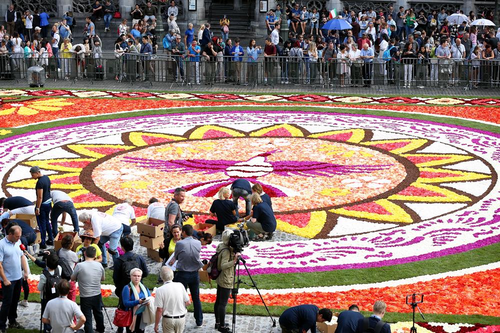 Flower Carpet laid at Grand Place Square