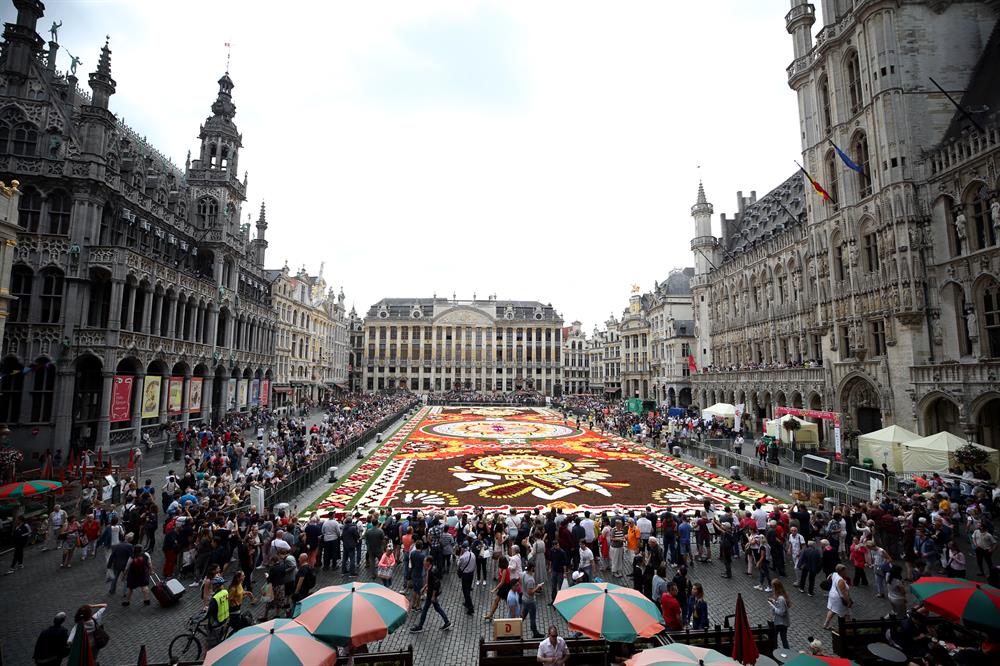 Flower Carpet laid at Grand Place Square