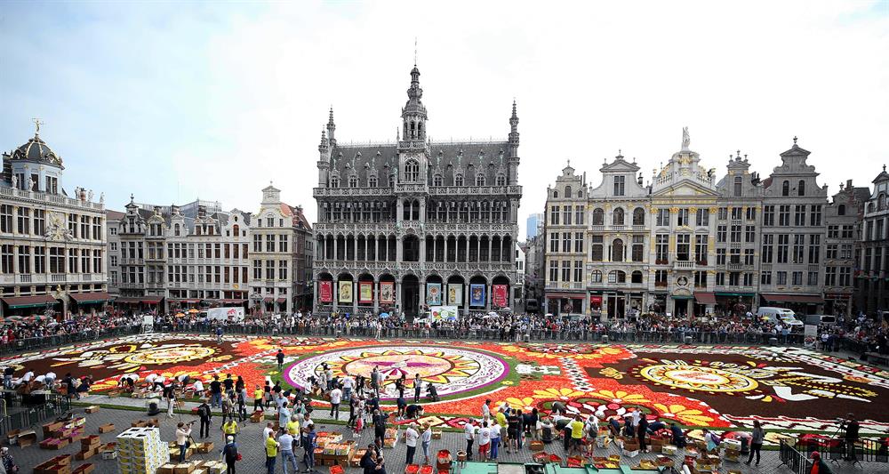 Flower Carpet laid at Grand Place Square