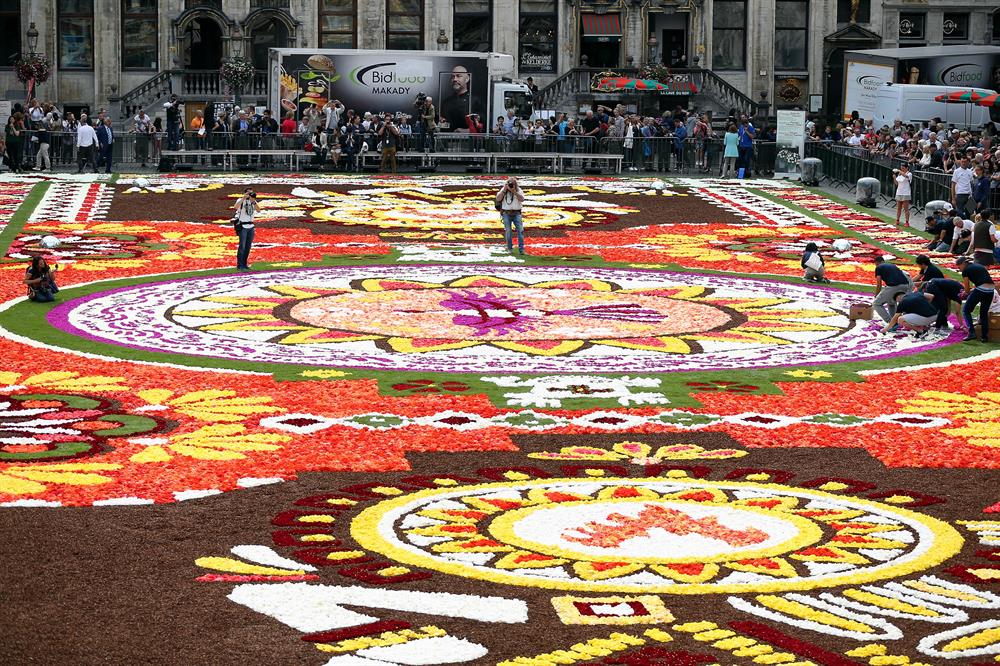 Flower Carpet laid at Grand Place Square