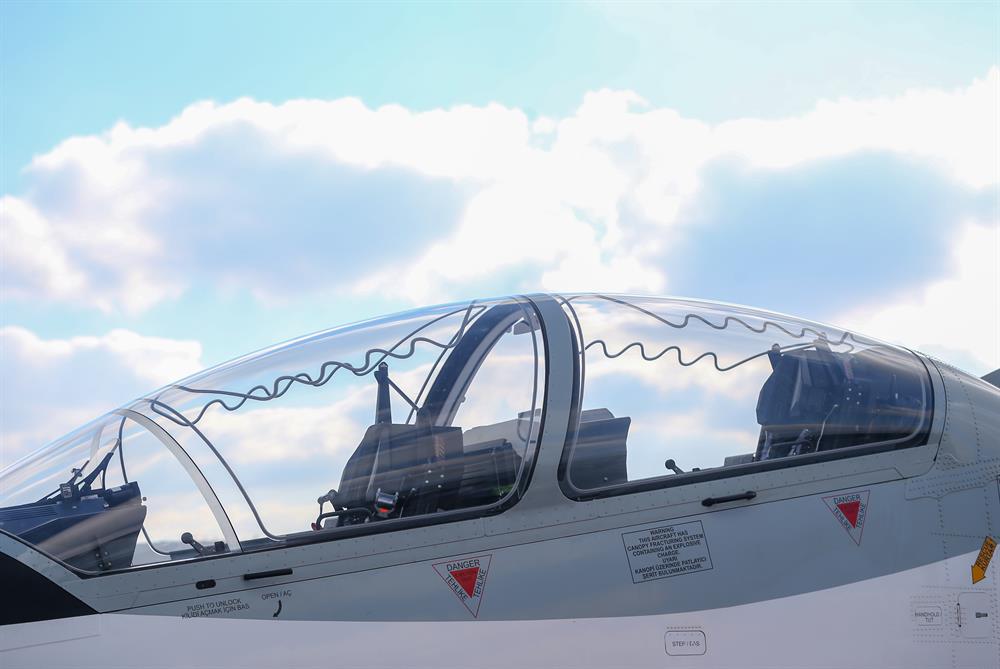 'HÜRKUŞ, Basic and Primary Trainer Aircraft' designed and upgraded by Turkish Aerospace Industries (TAI) is displayed during the 'Teknofest Istanbul' Aerospace and Technology Festival on September 22, 2018 in Istanbul, Turkey. Teknofest Istanbul is being organized by the Turkey Technology Team Foundation (T3) and the Istanbul Metropolitan Municipality to promote and to showcase Turkey's rapid advance in technology on September 20-23 at the city's new airport.

