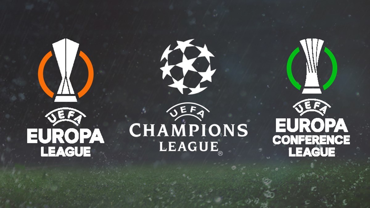 Şampiyonlar Ligi, UEFA Avrupa Ligi ve Konferans Ligi logolarının yer aldığı görsel