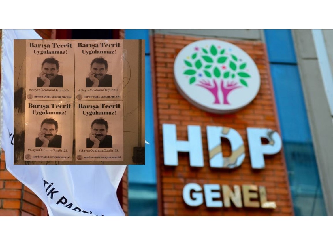 HDP'liler bebek katili Öcalan'ın fotoğrafının bulunduğu afişleri İstanbul'da çeşitli bölgelere asarak özgürlük istedi